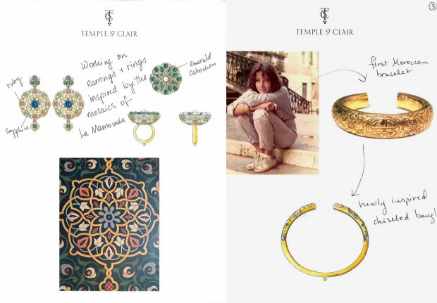 Pages from Temple St. Clair's sketchbook: La Mamounia inspiration for Nomad jewelry collection